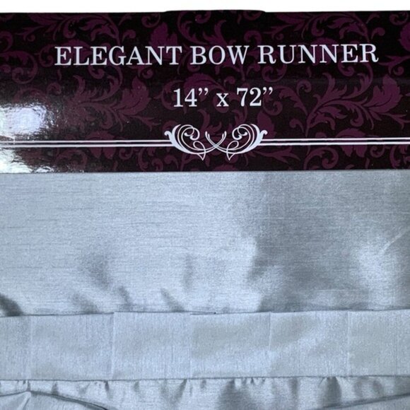 Elegant Bow Table Runner Reversible Silvery Gray Stratford Home 14 x 72 in 6 Ft - Picture 2 of 16